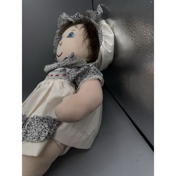 Vintage Handmade Cloth Rag Doll 18” Prairie Girl Bonnet Apron Calico Dress - Picture 4 of 6